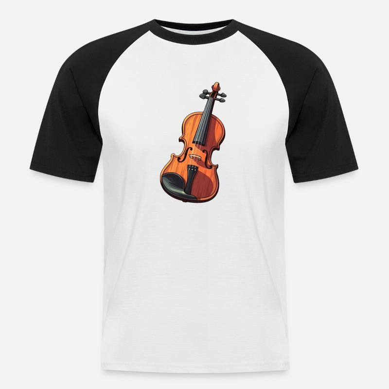 Violine im Comic Stil - Männer Baseball-T-Shirt - Weiß/Schwarz