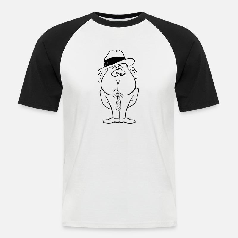 Mann mit Hut - Männer Baseball-T-Shirt - Weiß/Schwarz