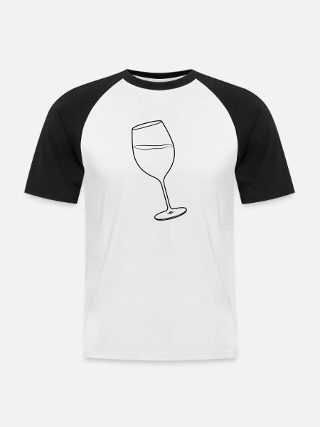 Weinglas - Männer Baseball-T-Shirt - Weiß/Schwarz