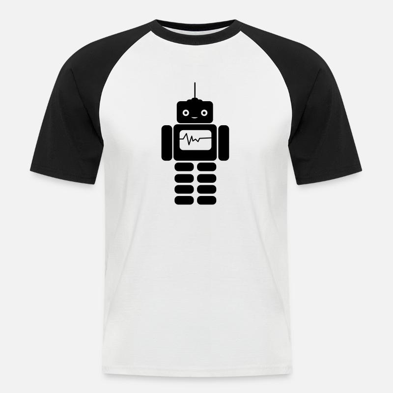 roboter - Männer Baseball-T-Shirt - Weiß/Schwarz