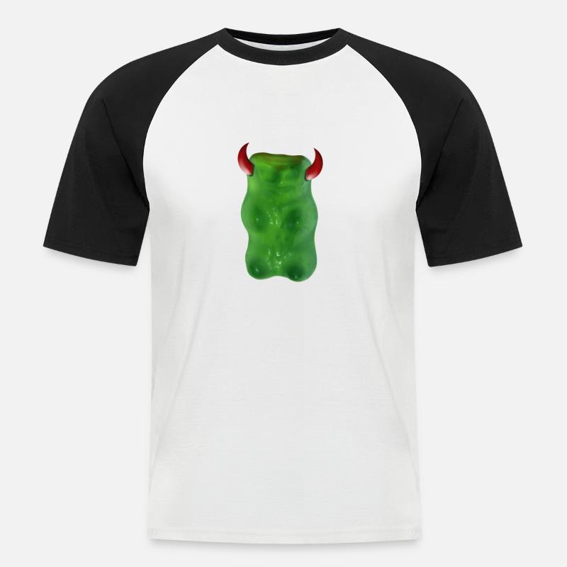 Gummibärchen Devil - Männer Baseball-T-Shirt - Weiß/Schwarz