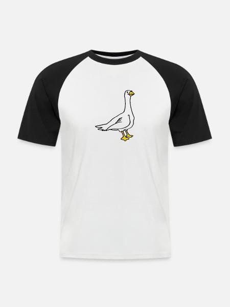 Gans - Männer Baseball-T-Shirt - Weiß/Schwarz