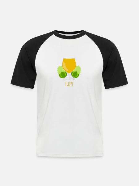 Bier Tulpe - Bierglas - Männer Baseball-T-Shirt - Weiß/Schwarz
