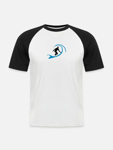 Surfer - Männer Baseball-T-Shirt - Weiß/Schwarz