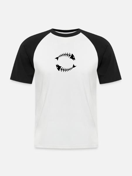 Double Fishbone Fishbone - T-shirt baseball manches courtes Homme - blanc/noir