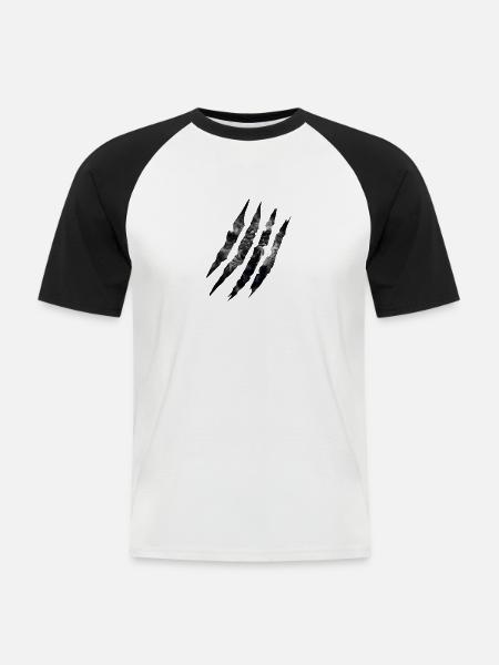 LION CLAW - Männer Baseball-T-Shirt - Weiß/Schwarz