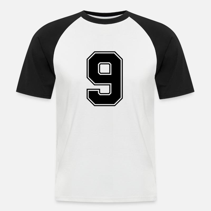 9 - Männer Baseball-T-Shirt - Weiß/Schwarz