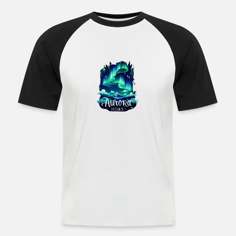 Aurora-Träumer - Männer Baseball-T-Shirt - Weiß/Schwarz