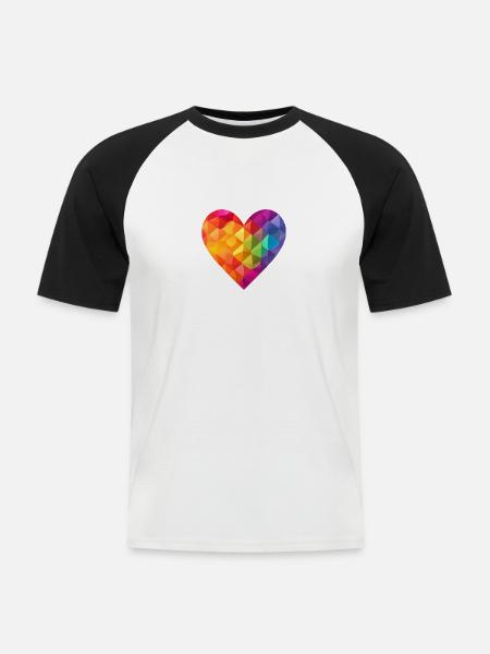 LGBTQIA+ Heart, Love & Support - Men's Baseball T-Shirt - white/black