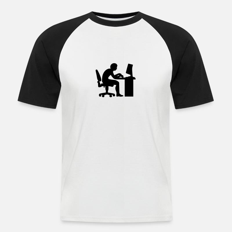 Büro Computer - Männer Baseball-T-Shirt - Weiß/Schwarz