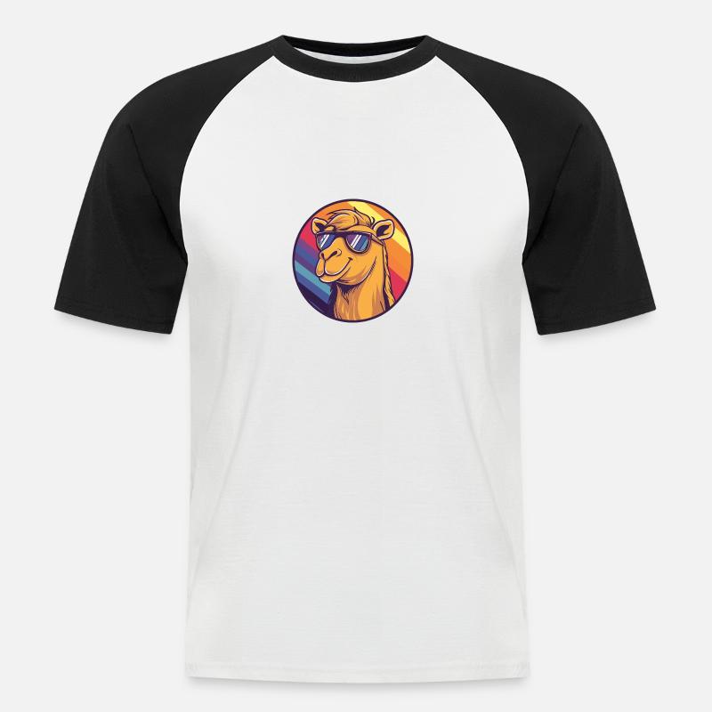 Kamel Comic Cool Sommer - Männer Baseball-T-Shirt - Weiß/Schwarz