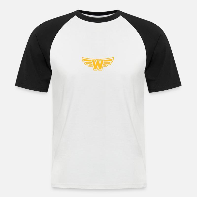 W - Wing - Männer Baseball-T-Shirt - Weiß/Schwarz