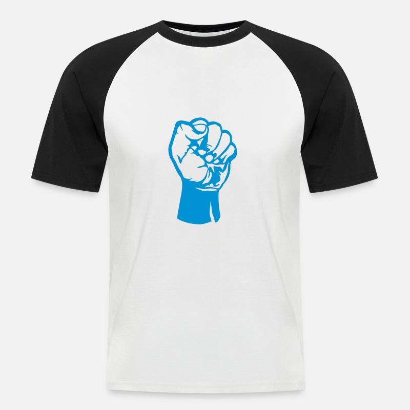 Wütende Blaster-Sieger-Revolution der Faust 1 - Männer Baseball-T-Shirt - Weiß/Schwarz