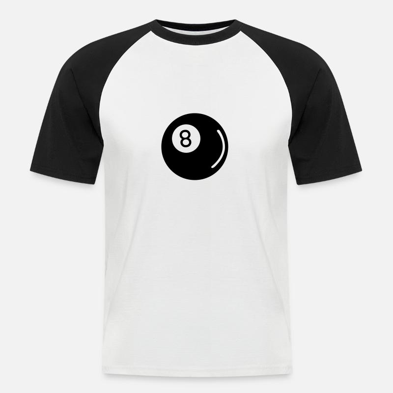 billard 8 - Männer Baseball-T-Shirt - Weiß/Schwarz