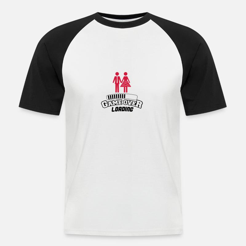 game over loading 2 - Männer Baseball-T-Shirt - Weiß/Schwarz