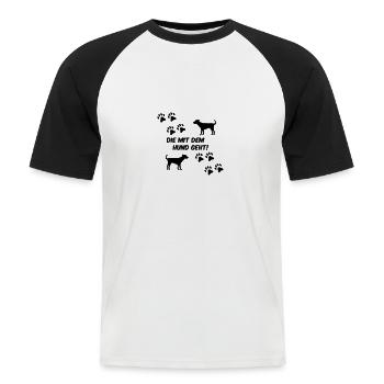 die mit dem hund geht 01 - Männer Baseball-T-Shirt - Weiß/Schwarz - Vorne - Nik (191cm)