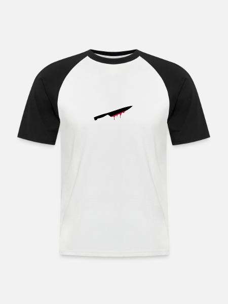 messer, klinge, blut, - Männer Baseball-T-Shirt - Weiß/Schwarz