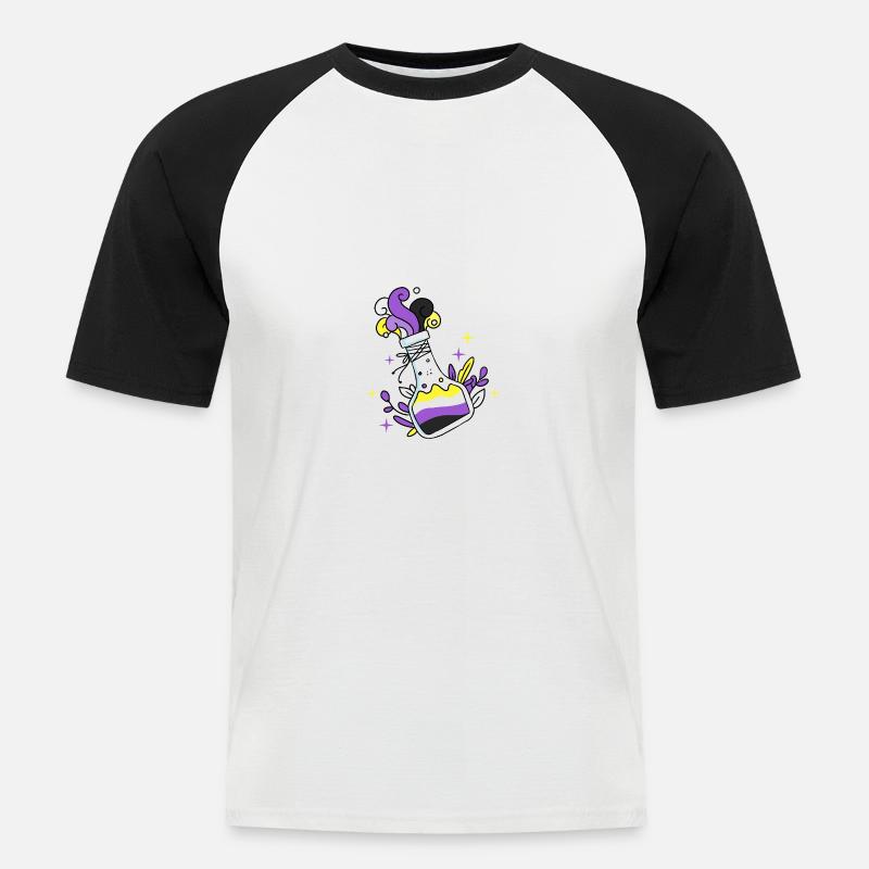 Nonbinary Pride Zaubertrank Nonbinary Pride - Männer Baseball-T-Shirt - Weiß/Schwarz