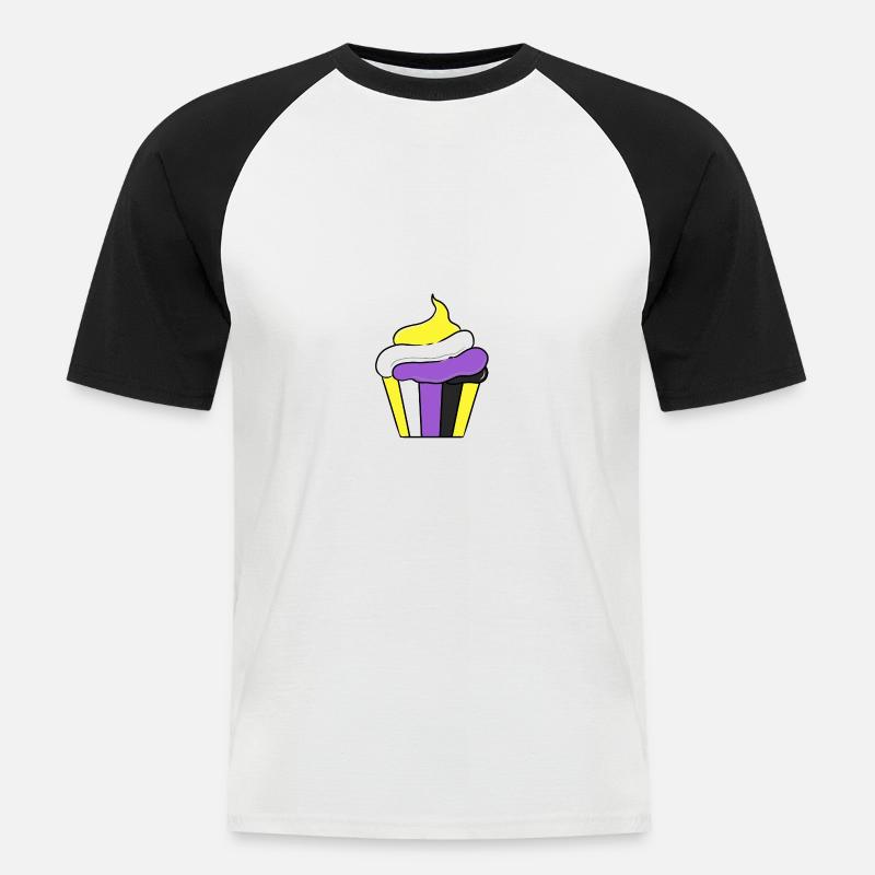 Nonbinary Cupcake Nonbinary Pride - Men's Baseball T-Shirt - white/black