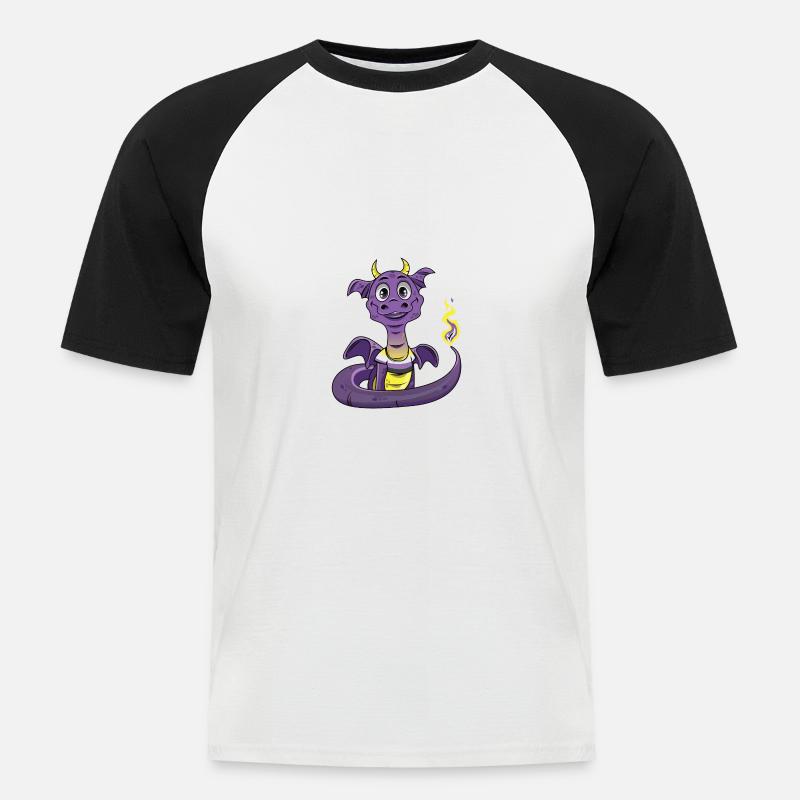 Nonbinary Pride Dragon Nonbinary - Men's Baseball T-Shirt - white/black