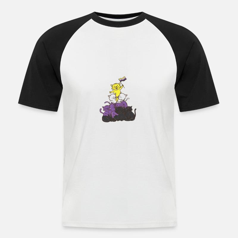 Non-binary cats Non-binary pride - Men's Baseball T-Shirt - white/black