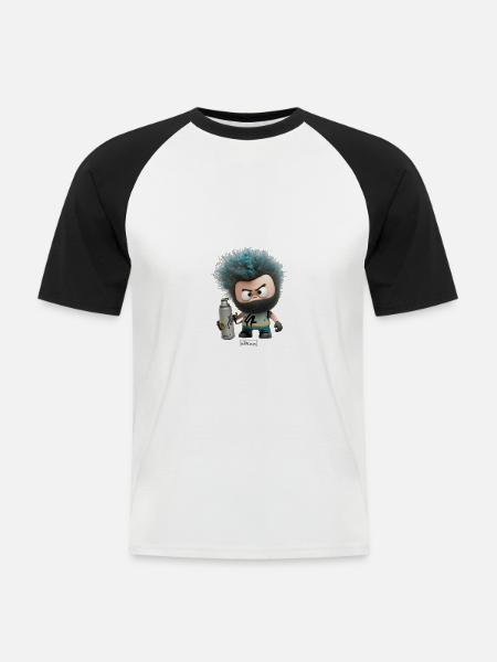 bbMan "Silk" - Männer Baseball-T-Shirt - Weiß/Schwarz