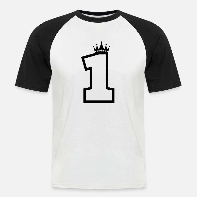 1 Krone - Männer Baseball-T-Shirt - Weiß/Schwarz