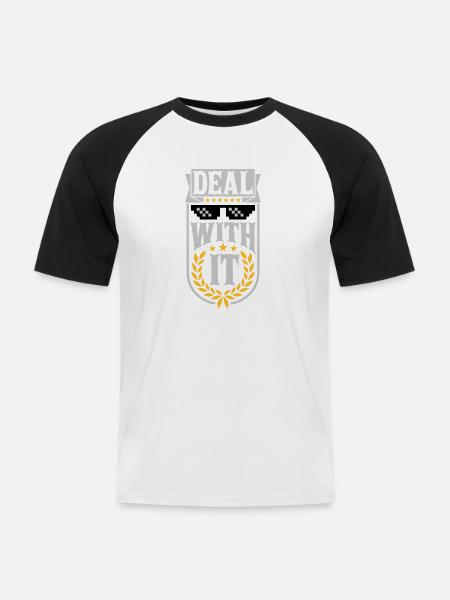 Deal with it Laurel Wreath - Men's Baseball T-Shirt - white/black