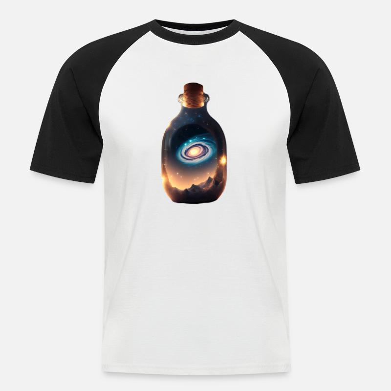 Die Milchstrasse in einer Flasche - Männer Baseball-T-Shirt - Weiß/Schwarz