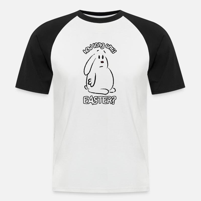 how long until easter? - Männer Baseball-T-Shirt - Weiß/Schwarz