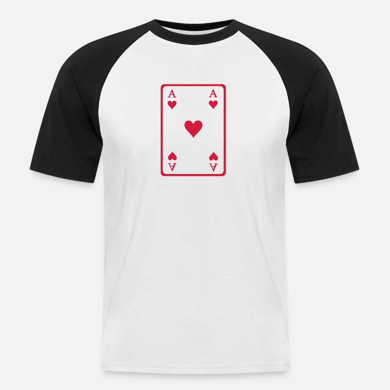 Poker Ass - Männer Baseball-T-Shirt - Weiß/Schwarz
