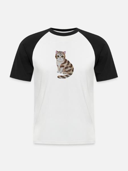 Süße Katze - Männer Baseball-T-Shirt - Weiß/Schwarz