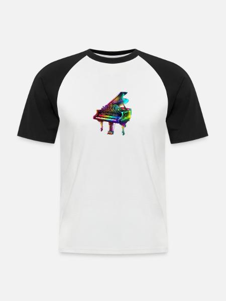 PIANO A QUEUE - T-shirt baseball manches courtes Homme - blanc/noir