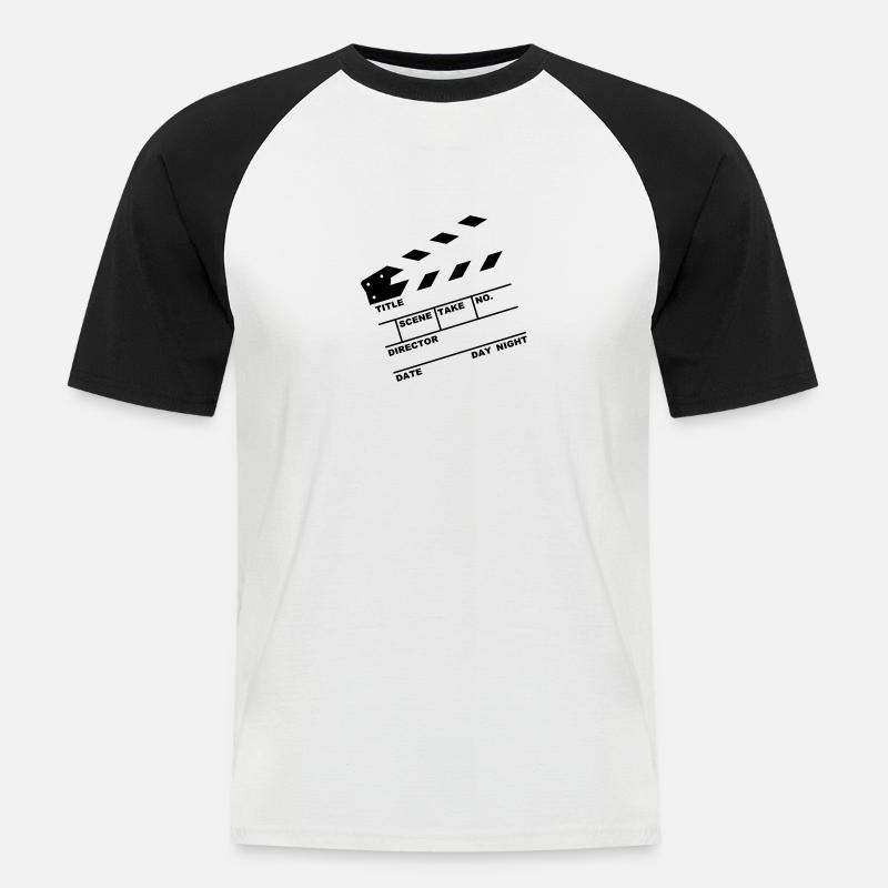 Klappe - clapperboard - Männer Baseball-T-Shirt - Weiß/Schwarz