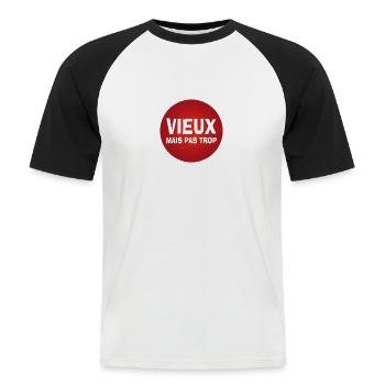 Vieux mais pas trop - T-shirt baseball manches courtes Homme - blanc/noir - Devant - Nik (191cm)