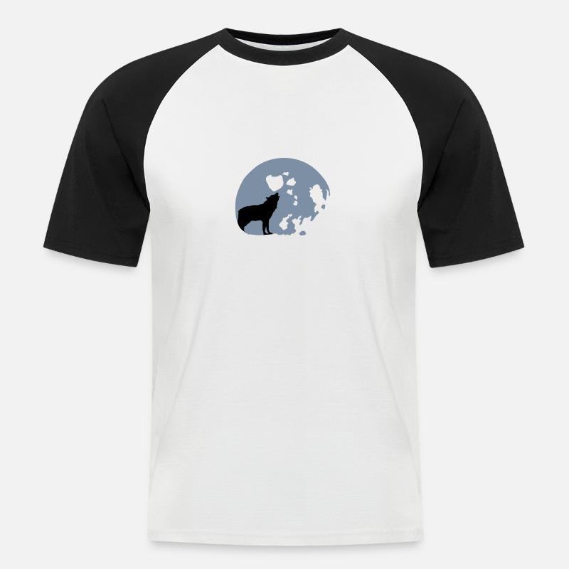 full moon - Männer Baseball-T-Shirt - Weiß/Schwarz