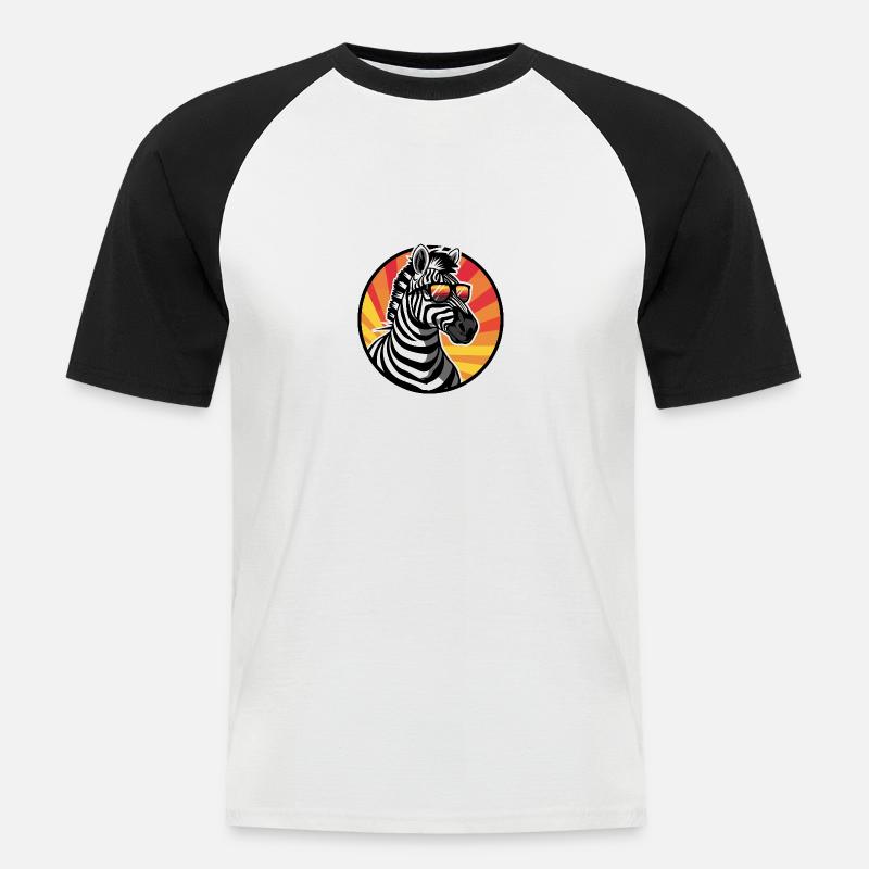 Zebra Comic Cool Sommer - Männer Baseball-T-Shirt - Weiß/Schwarz