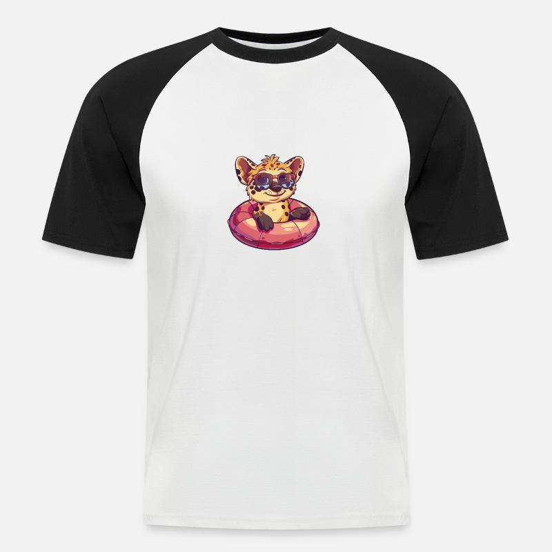 Hyäne Comic Cool - Männer Baseball-T-Shirt - Weiß/Schwarz