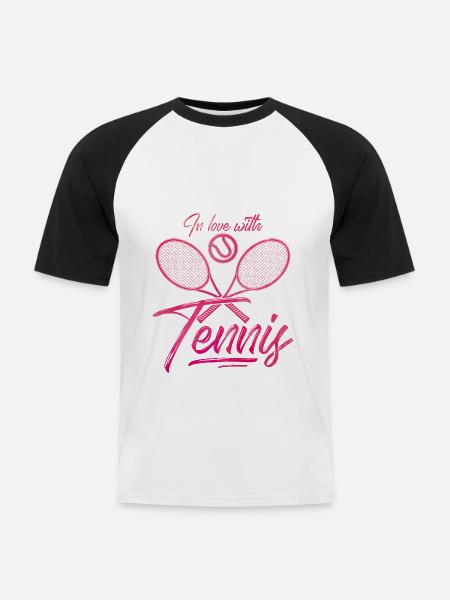 Ich liebe Tennis - Männer Baseball-T-Shirt - Weiß/Schwarz