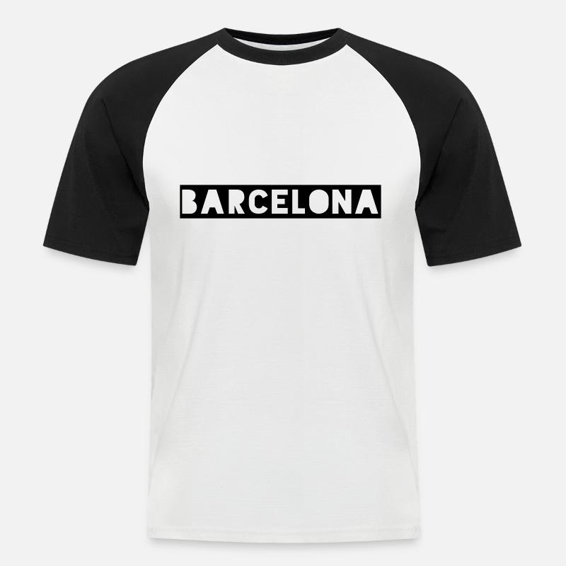 Barcelona - Männer Baseball-T-Shirt - Weiß/Schwarz