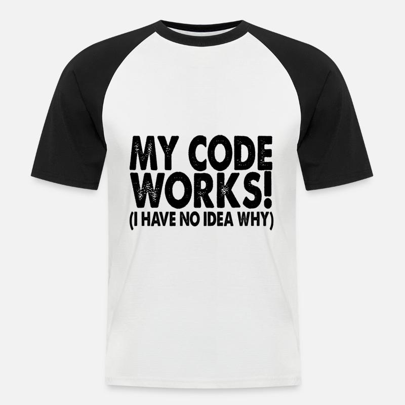 Coder - Männer Baseball-T-Shirt - Weiß/Schwarz