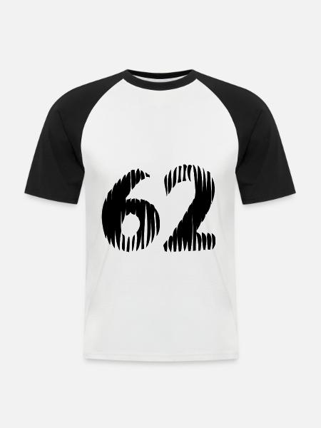 62 Zahl Trikot - Männer Baseball-T-Shirt - Weiß/Schwarz