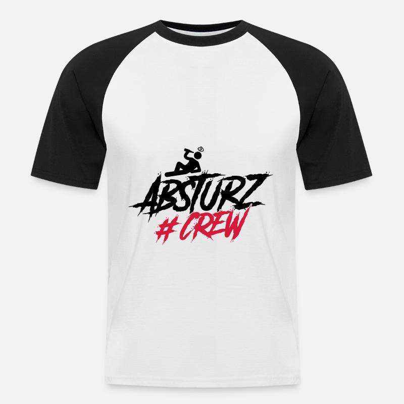 absturz crew - Männer Baseball-T-Shirt - Weiß/Schwarz