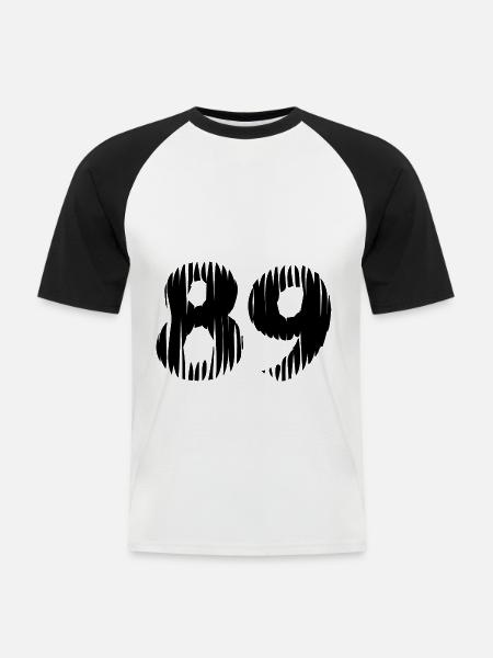 89 Zahl Trikot - Männer Baseball-T-Shirt - Weiß/Schwarz