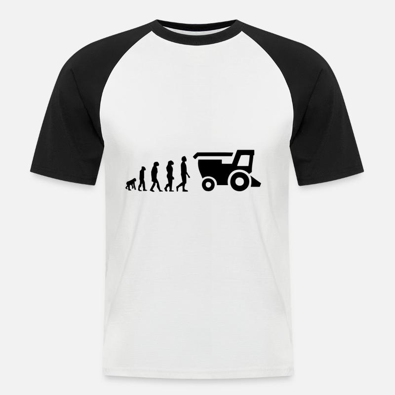 Moissonneuse évolution - T-shirt baseball manches courtes Homme - blanc/noir