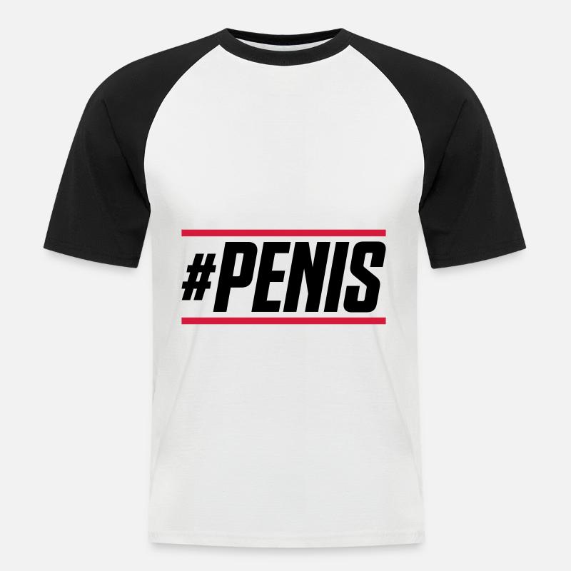 penis hashtag - Kortärmad basebolltröja herr - vit/svart