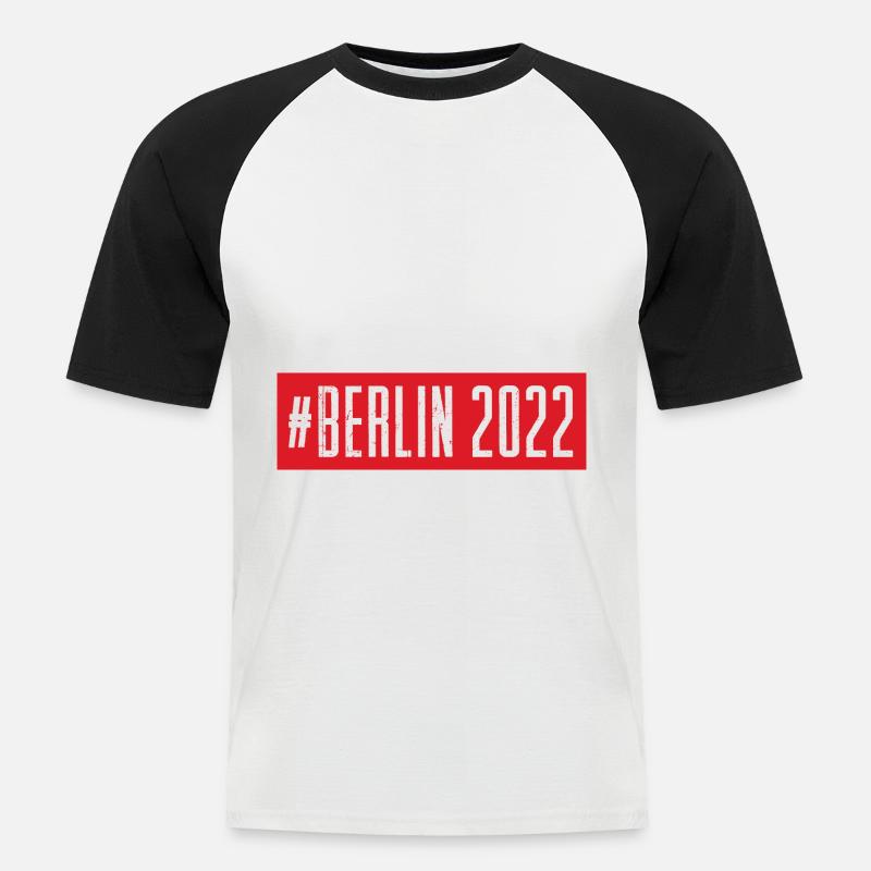 Berlin 2022 - Männer Baseball-T-Shirt - Weiß/Schwarz