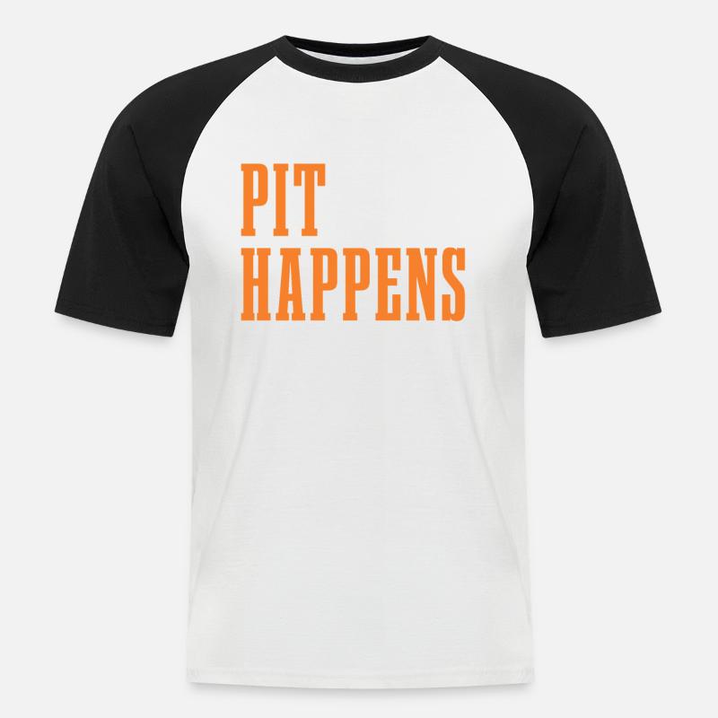 Pit Happens Stabhochsprung Stabspringen - Männer Baseball-T-Shirt - Weiß/Schwarz
