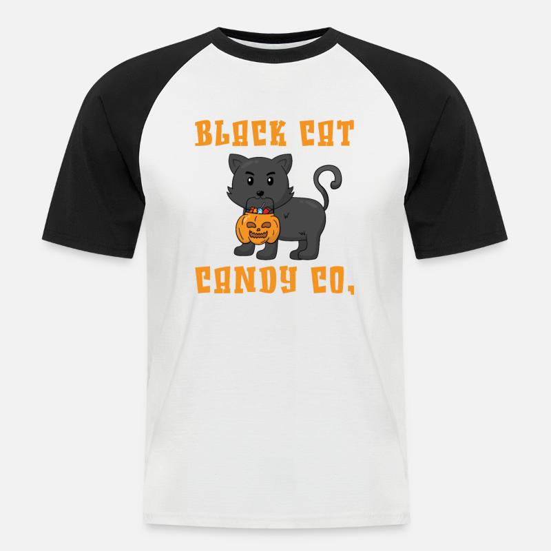 Black Cat Candy Co. - Männer Baseball-T-Shirt - Weiß/Schwarz