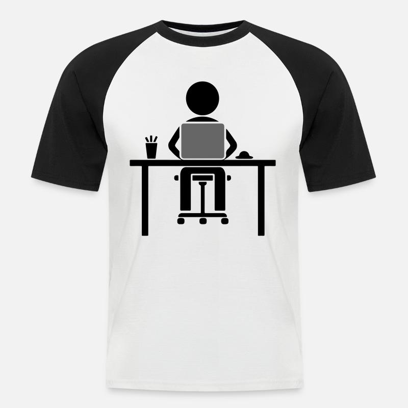Arbeiter Computer Lernen - Männer Baseball-T-Shirt - Weiß/Schwarz